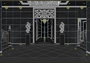 某电梯间过道装饰设计3DMAX模型