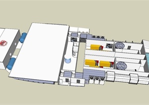 某现代污水处理厂机房建筑设计SU(草图大师)模型