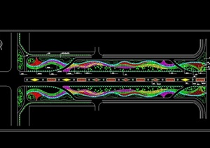 现代某立交桥下道路绿化设计CAD平面图