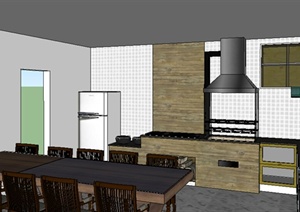 某室内居住空间厨房设计SU(草图大师)模型