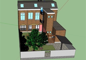 某两层住宅建筑庭院景观设计US模型