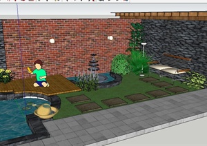 某庭院小花园设计SU(草图大师)模型参考
