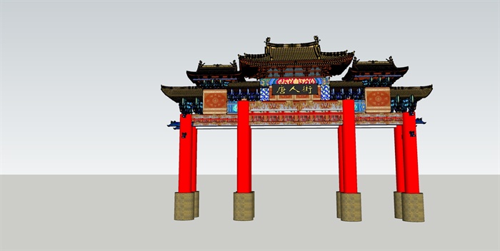 某古典中式大门设计SU模型参考