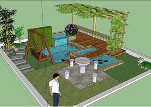 某个小庭院景观设计SU(草图大师)模型
