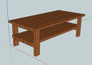 某现代双层木桌茶几SU(草图大师)模型