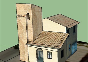 一座乡村住宅建筑设计SU(草图大师)模型