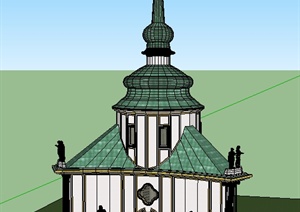 某混搭风格教堂建筑设计SU(草图大师)模型