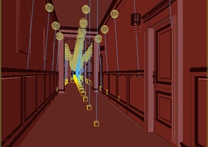 某酒店楼层走廊过道电梯间设计3DMAX模型