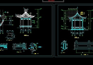 某古典中式六角亭设计施工CAD图