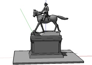 现代风格带底座骑马将军雕塑设计SU(草图大师)模型