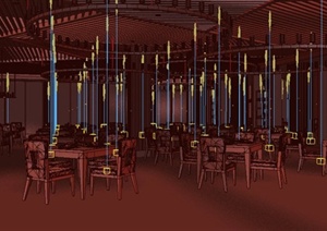 某中式餐厅大厅装修设计3DMAX模型