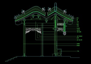 某中式垂花门设计CAD剖面图