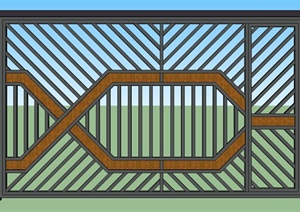 某园林景观现代风格围栏栏杆SU(草图大师)模型