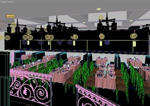 现代某广场大型餐厅楼层平面设计和餐厅大堂装修设计3DMAX模型
