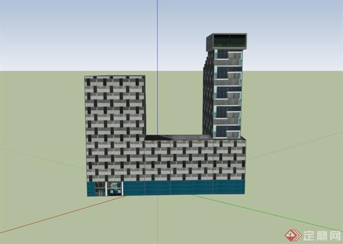 现代某学校科技楼建筑设计SU模型(1)