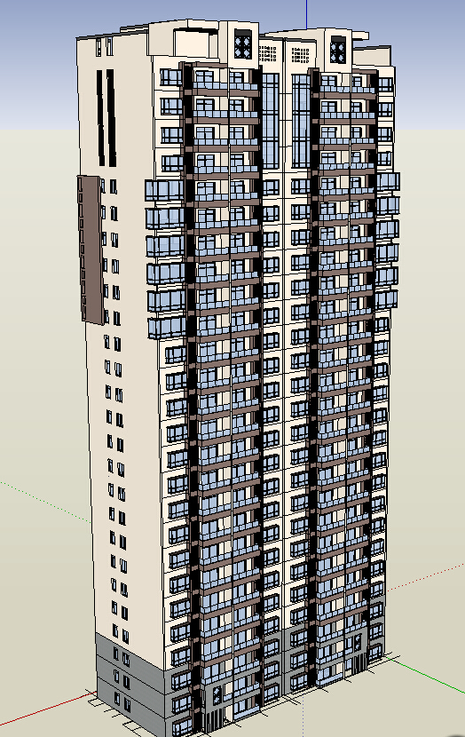 某26层新中式住宅楼建筑设计SU模型