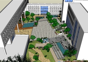 某建筑内部中央庭院景观设计SU(草图大师)模型