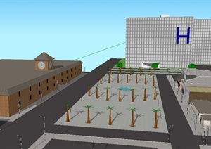 某现代风格商业广场建筑设计SU(草图大师)模型