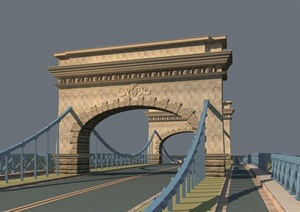 某现代大桥设计SU(草图大师)模型素材参考
