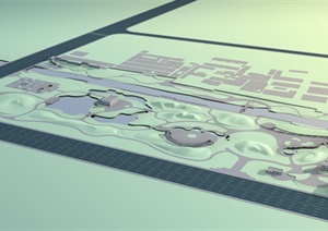 现代风格街头公园景观园路布置设计3DMAX模型