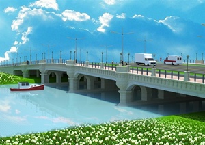 某现代大桥设计3DMAX模型素材