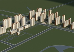 现代某西式风格钱工住宅小区建筑设计3DMAX模型