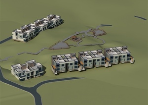 某现代风格联排别墅建筑设计3DMAX模型