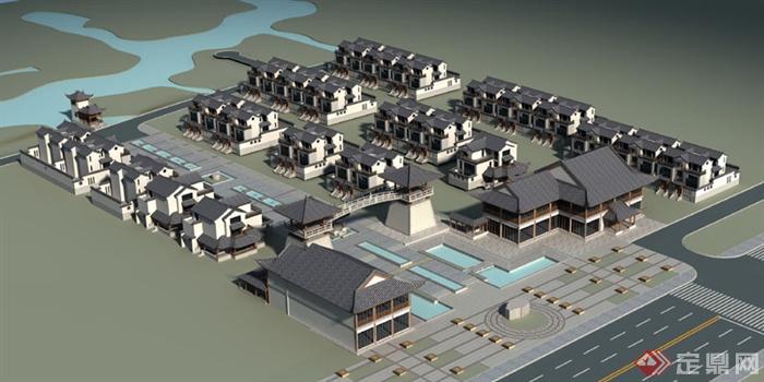 某古典中式太湖古建王工住宅小区建筑设计3DMAX模型