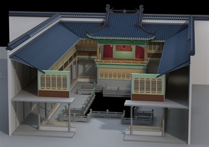 某古典中式风格戏台建筑设计3DMAX模型