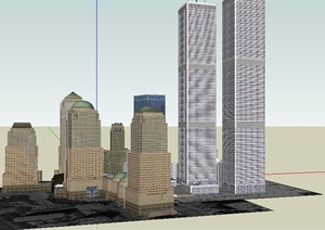 某多栋高层商业建筑楼设计SU(草图大师)模型