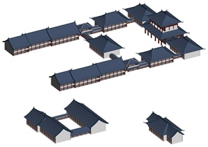 古典中式风格多栋住宅建筑设计方案3DMAX模型
