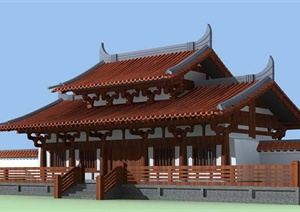 古典中式风格景区重檐古建筑设计3DMAX模型