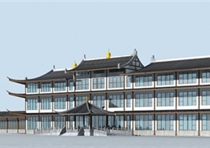 现代中式风格景区办公建筑设计3DMAX模型