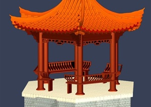 某古典中式六角亭建筑设计3DMAX模型