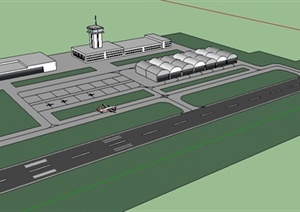 某现代风格小型飞机场建筑设计SU(草图大师)模型