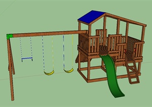 某个室外木质游乐设施SU(草图大师)模型