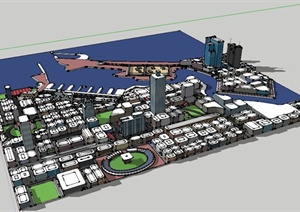 某城市规划框架设计SU(草图大师)模型