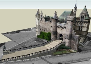 某英式古建城堡建筑设计SU(草图大师)模型