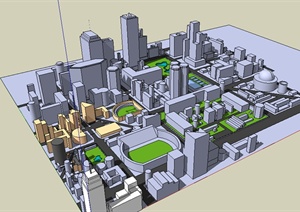 某商业城市规划设计SU(草图大师)模型