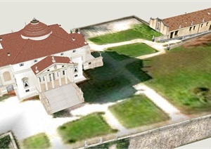 意大利圆厅别墅建筑设计SU(草图大师)模型