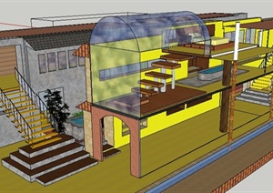 某日式住宅建筑与花园景观设计SU(草图大师)模型