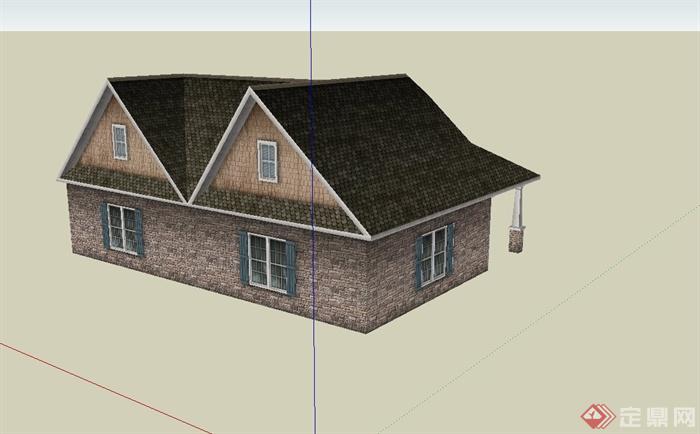 某美式双层住宅建筑设计SU模型(2)
