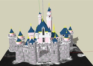 欧式某古城堡建筑设计SU(草图大师)模型