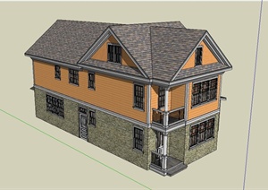 某两层带阁楼住宅建筑设计SU(草图大师)模型