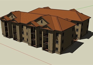 某公寓住宅楼建筑设计SU(草图大师)模型