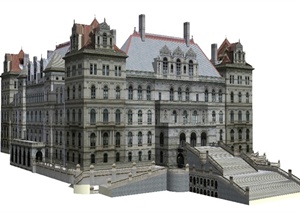 纽约州议会大厦办公建筑设计SU(草图大师)模型