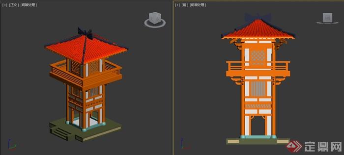 某中式古建筑楼阁建筑设计3DMAX模型(2)