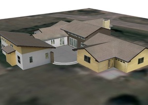 某私人住宅建筑设计SU(草图大师)贴图模型