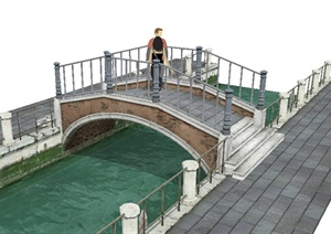 某欧式特色园桥设计SU(草图大师)模型素材