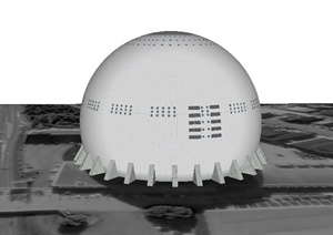 某现代球形展览馆建筑SU(草图大师)模型